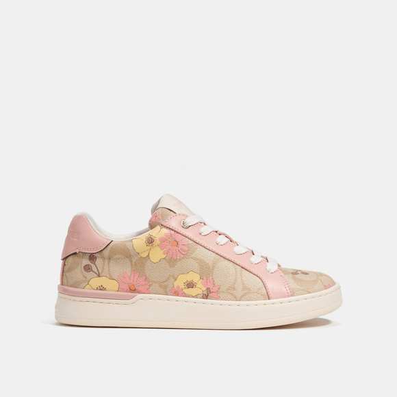 NWT Coach Outlet Clip Low Top Sneaker In Signature Canvas With Floral Print - Picture 3 of 6